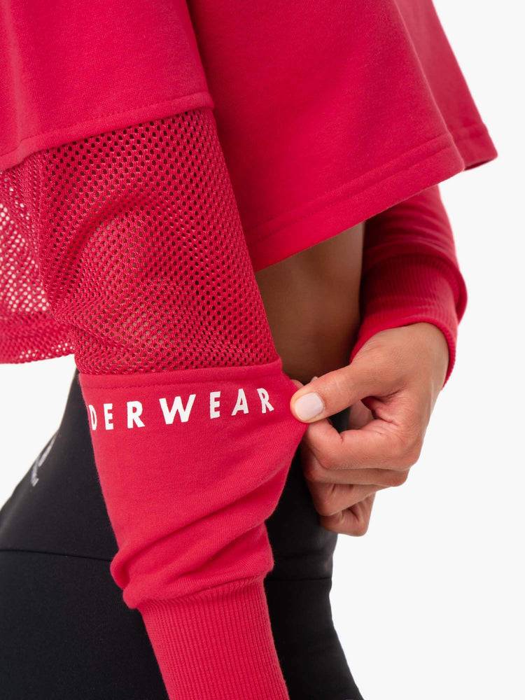 Swetry Damskie Ryderwear Women Sweaters Amazon Mesh Cropped Czerwone | PL1558QZ