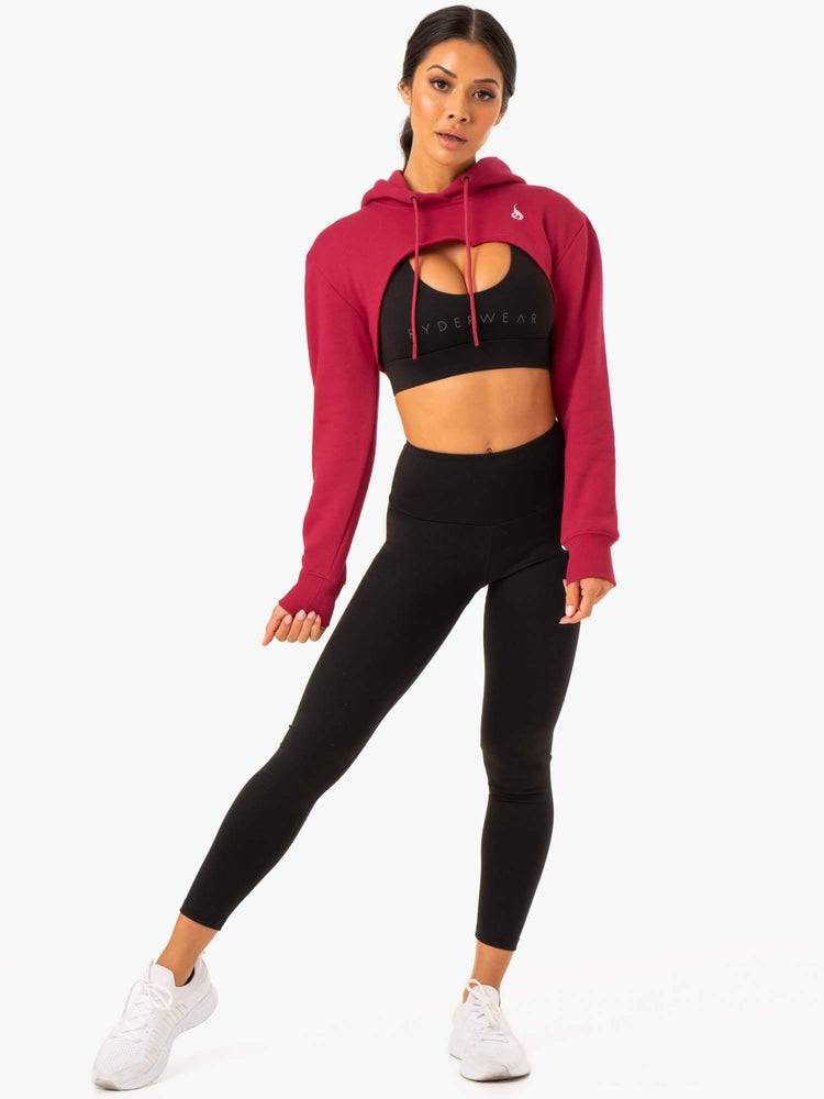 Swetry Damskie Ryderwear Women Sweaters Staples Super Crop Bordowe Czerwone | PL1560EX