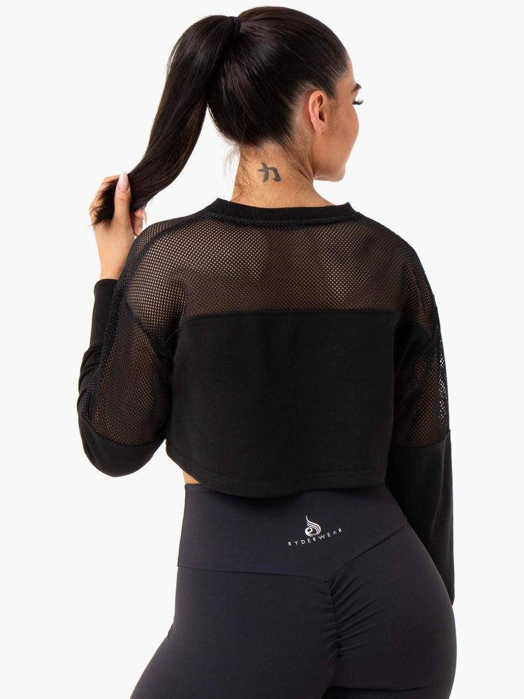 Swetry Damskie Ryderwear Women Sweaters Revive Mesh Czarne | PL1562TV