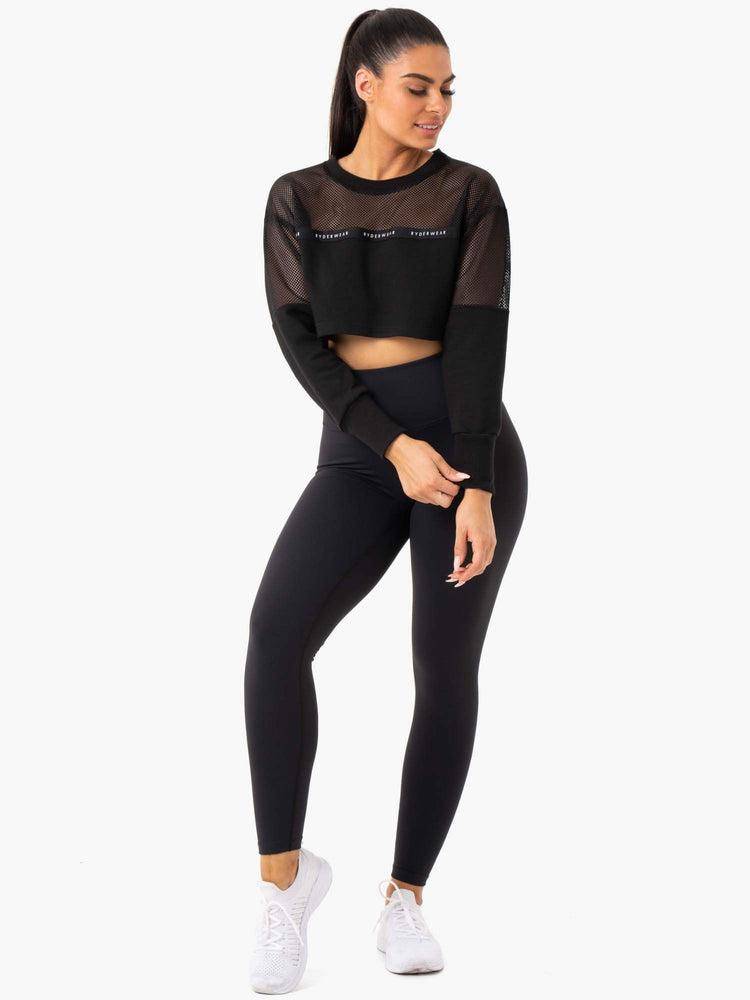 Swetry Damskie Ryderwear Women Sweaters Revive Mesh Czarne | PL1562TV