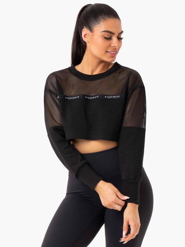 Swetry Damskie Ryderwear Women Sweaters Revive Mesh Czarne | PL1562TV