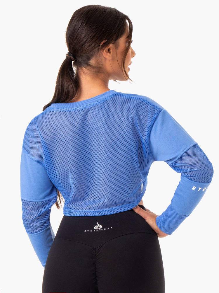 Swetry Damskie Ryderwear Women Sweaters Amazon Mesh Cropped Niebieskie | PL1563YU