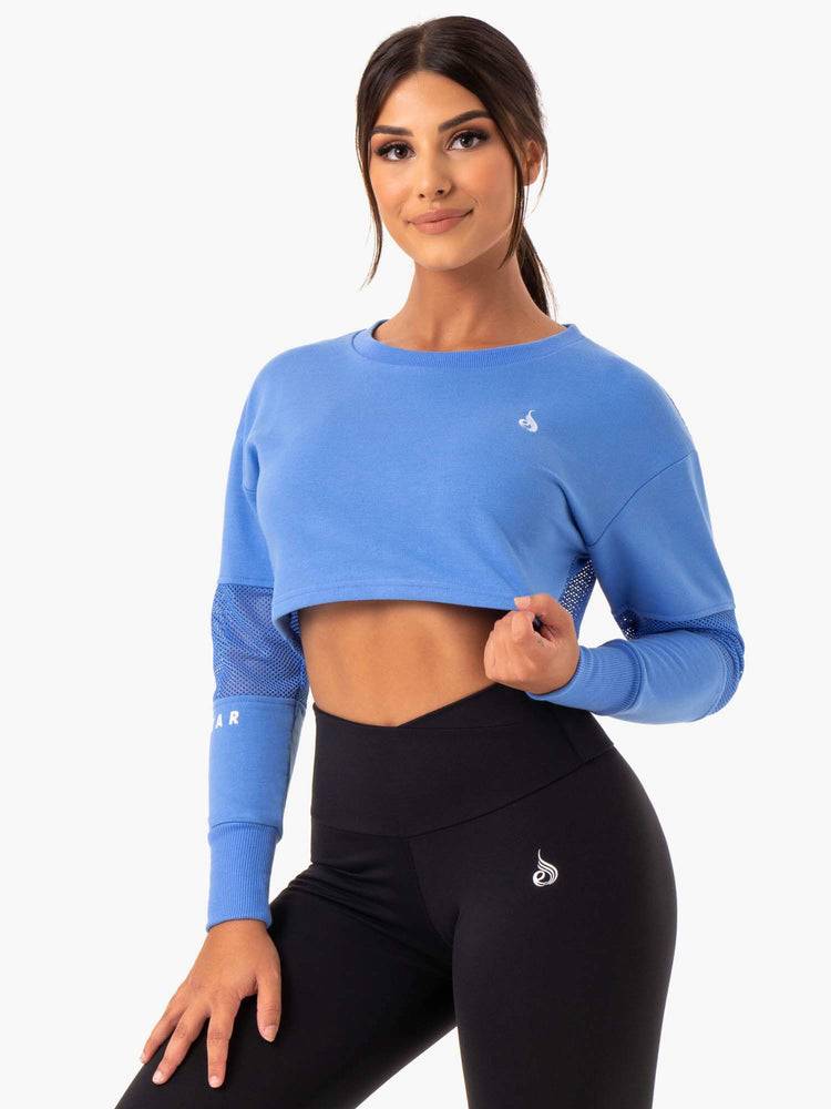 Swetry Damskie Ryderwear Women Sweaters Amazon Mesh Cropped Niebieskie | PL1563YU