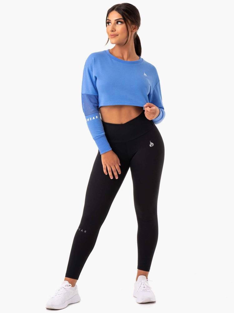 Swetry Damskie Ryderwear Women Sweaters Amazon Mesh Cropped Niebieskie | PL1563YU