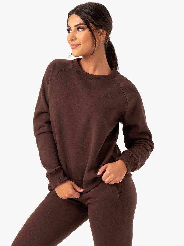 Swetry Damskie Ryderwear Women Sweaters Adapt Boyfriend Czekolada | PL1572GL