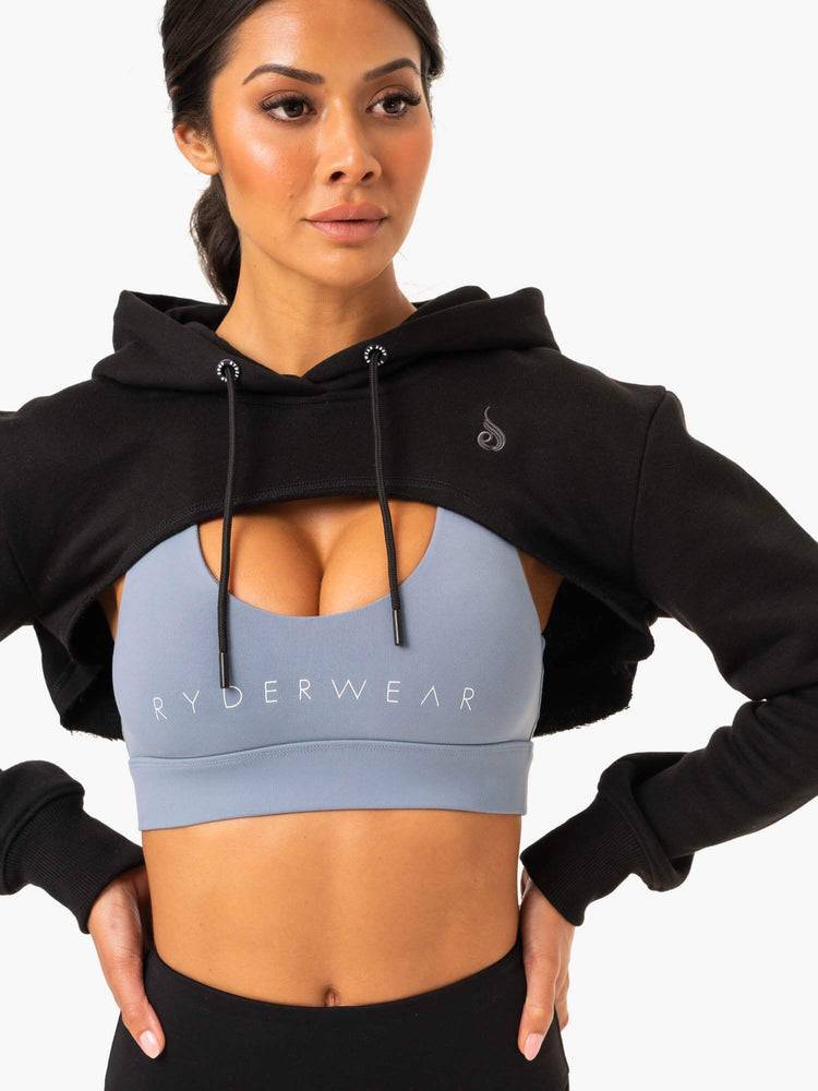 Swetry Damskie Ryderwear Women Sweaters Staples Super Crop Czarne | PL1577ZG