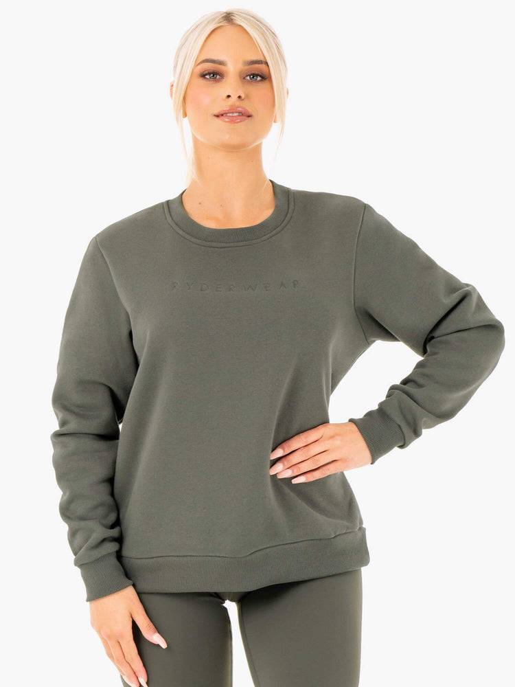 Swetry Damskie Ryderwear Women Sweaters Motion Oversized Khaki | PL1581BC