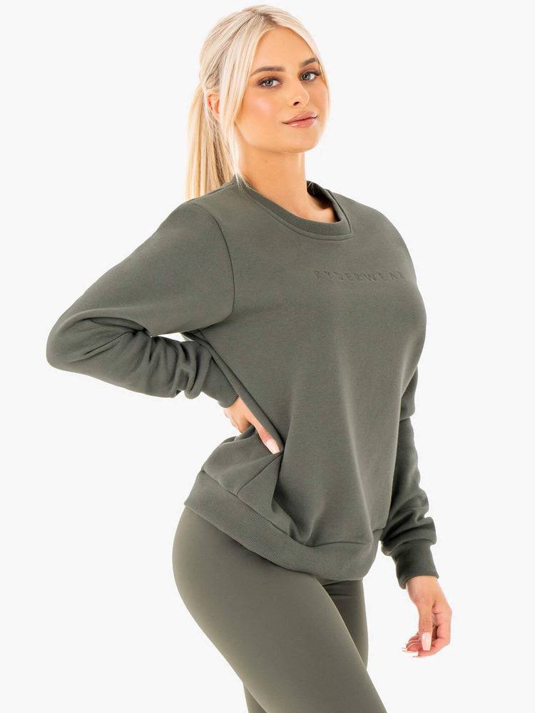 Swetry Damskie Ryderwear Women Sweaters Motion Oversized Khaki | PL1581BC