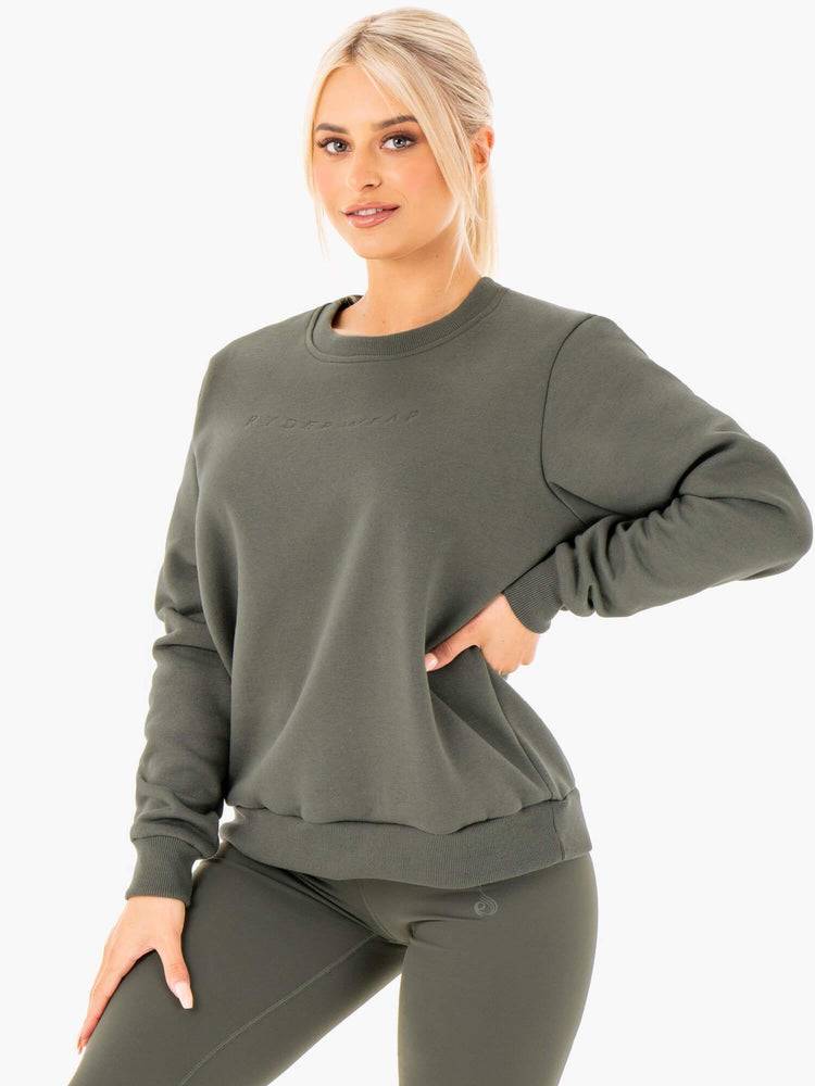 Swetry Damskie Ryderwear Women Sweaters Motion Oversized Khaki | PL1581BC