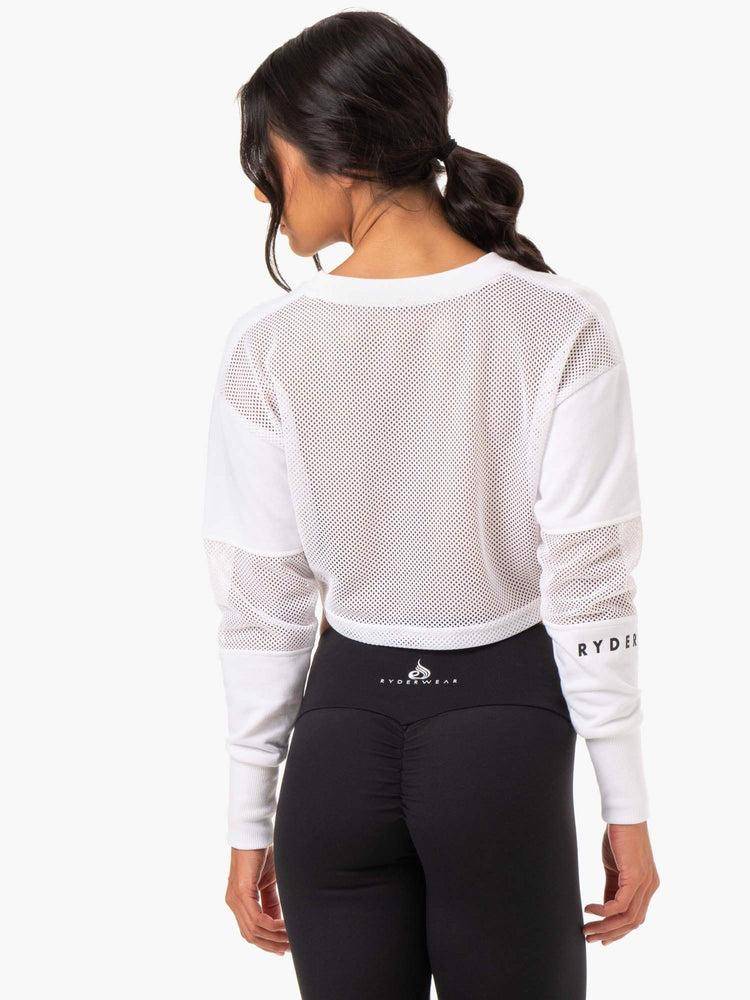 Swetry Damskie Ryderwear Women Sweaters Amazon Mesh Cropped Białe | PL1582NB