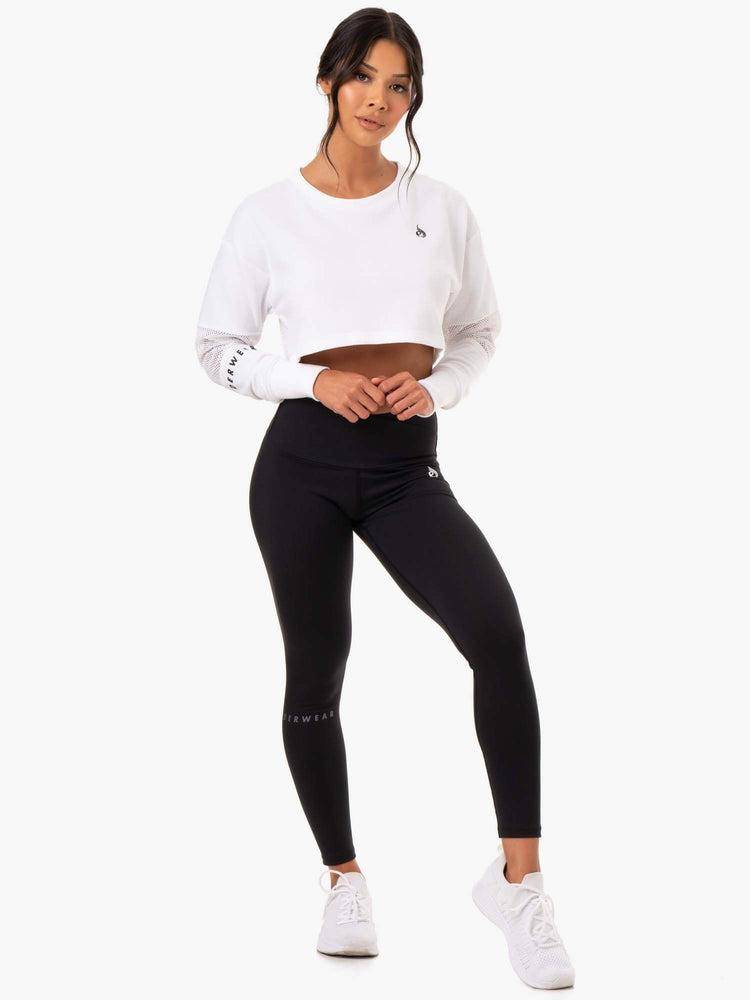 Swetry Damskie Ryderwear Women Sweaters Amazon Mesh Cropped Białe | PL1582NB