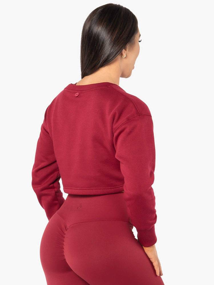 Swetry Damskie Ryderwear Women Sweaters Elevate Cropped Czerwone | PL1583MA