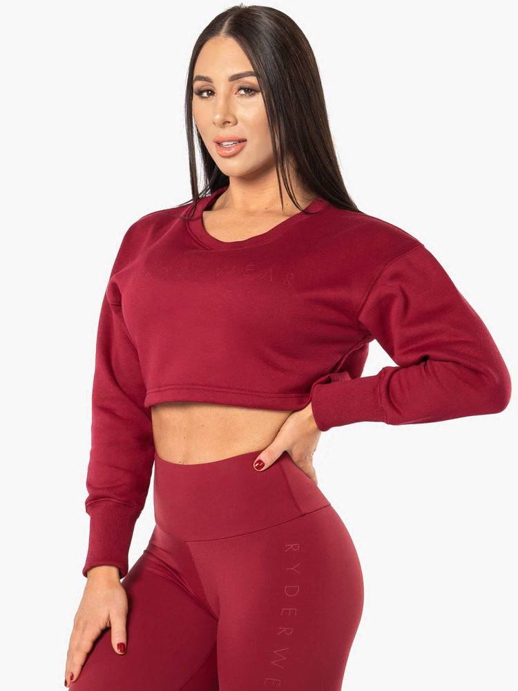 Swetry Damskie Ryderwear Women Sweaters Elevate Cropped Czerwone | PL1583MA