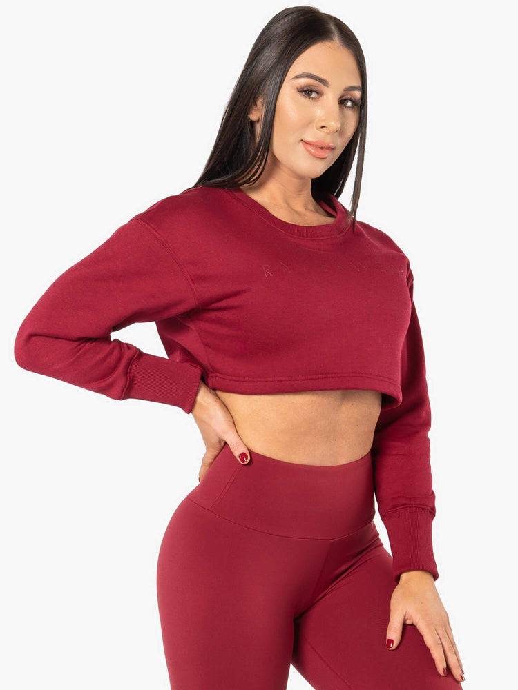 Swetry Damskie Ryderwear Women Sweaters Elevate Cropped Czerwone | PL1583MA