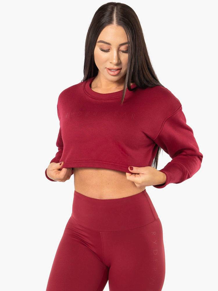 Swetry Damskie Ryderwear Women Sweaters Elevate Cropped Czerwone | PL1583MA