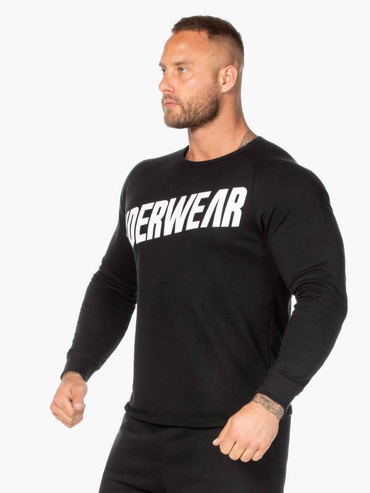 Swetry Męskie Ryderwear Men Sweaters Block Crew Neck Czarne Białe | PL2844IS