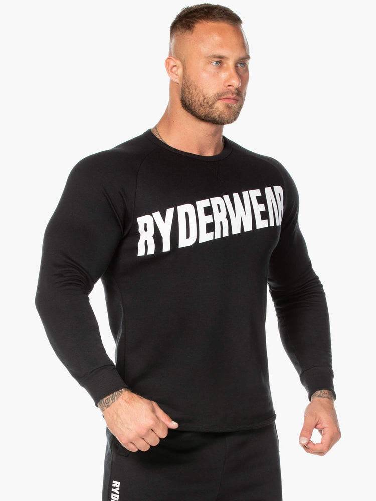 Swetry Męskie Ryderwear Men Sweaters Block Crew Neck Czarne Białe | PL2844IS