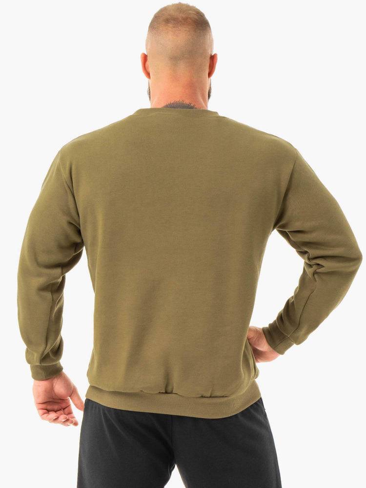 Swetry Męskie Ryderwear Men Sweaters Ease Fleece Pullover Khaki | PL2841AP