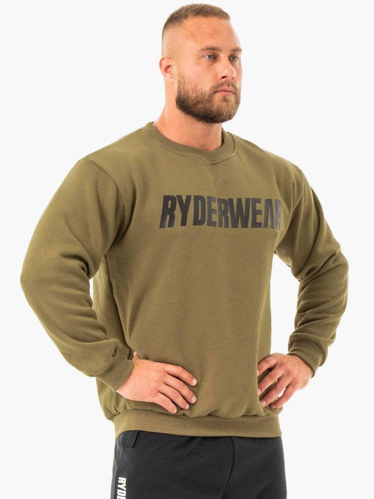 Swetry Męskie Ryderwear Men Sweaters Ease Fleece Pullover Khaki | PL2841AP