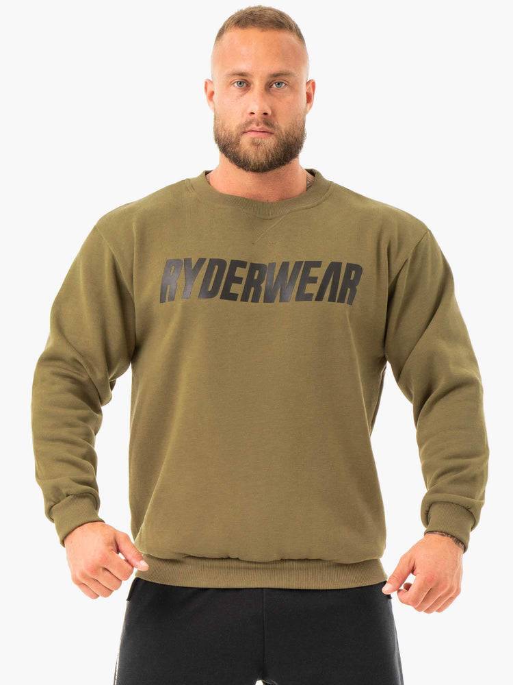 Swetry Męskie Ryderwear Men Sweaters Ease Fleece Pullover Khaki | PL2841AP