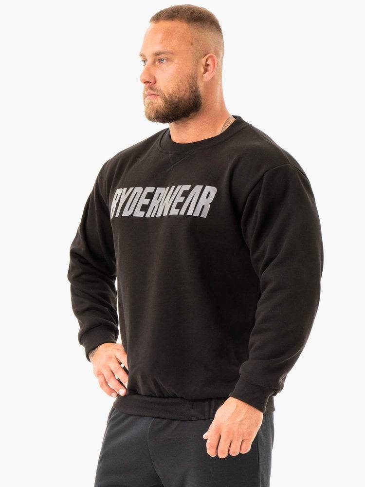 Swetry Męskie Ryderwear Men Sweaters Ease Fleece Pullover Czarne | PL2843OR