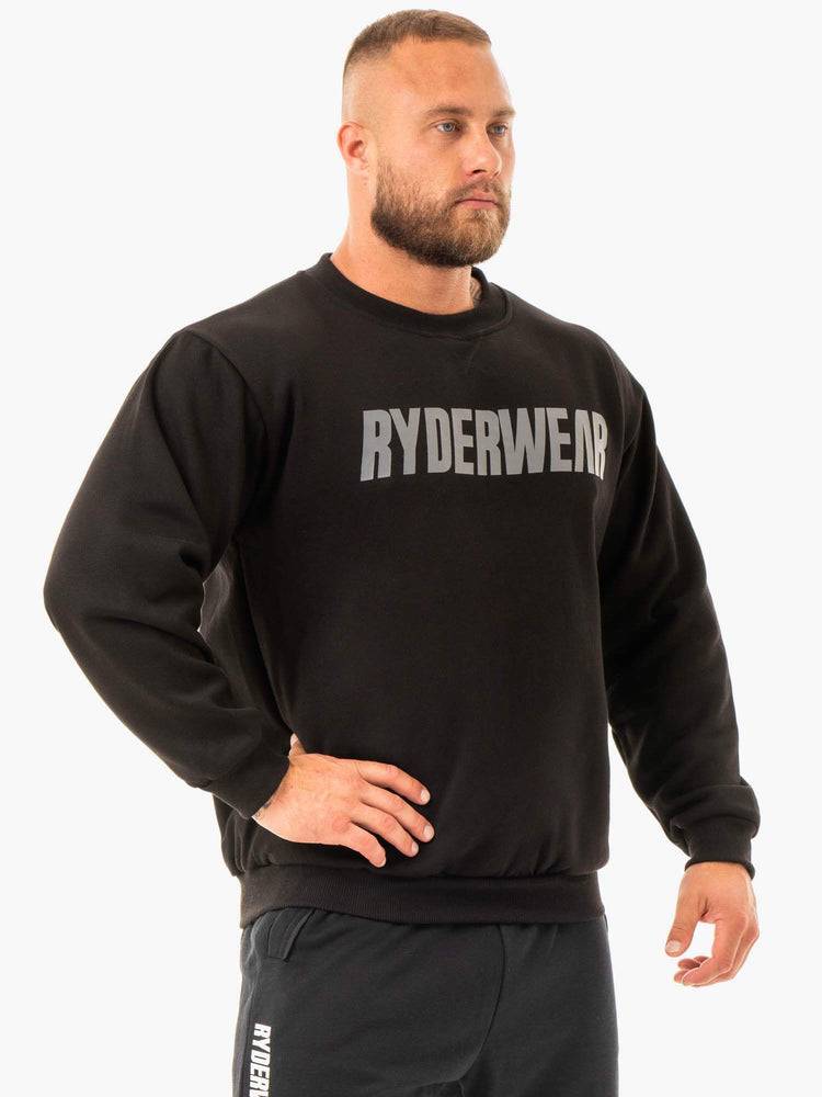 Swetry Męskie Ryderwear Men Sweaters Ease Fleece Pullover Czarne | PL2843OR