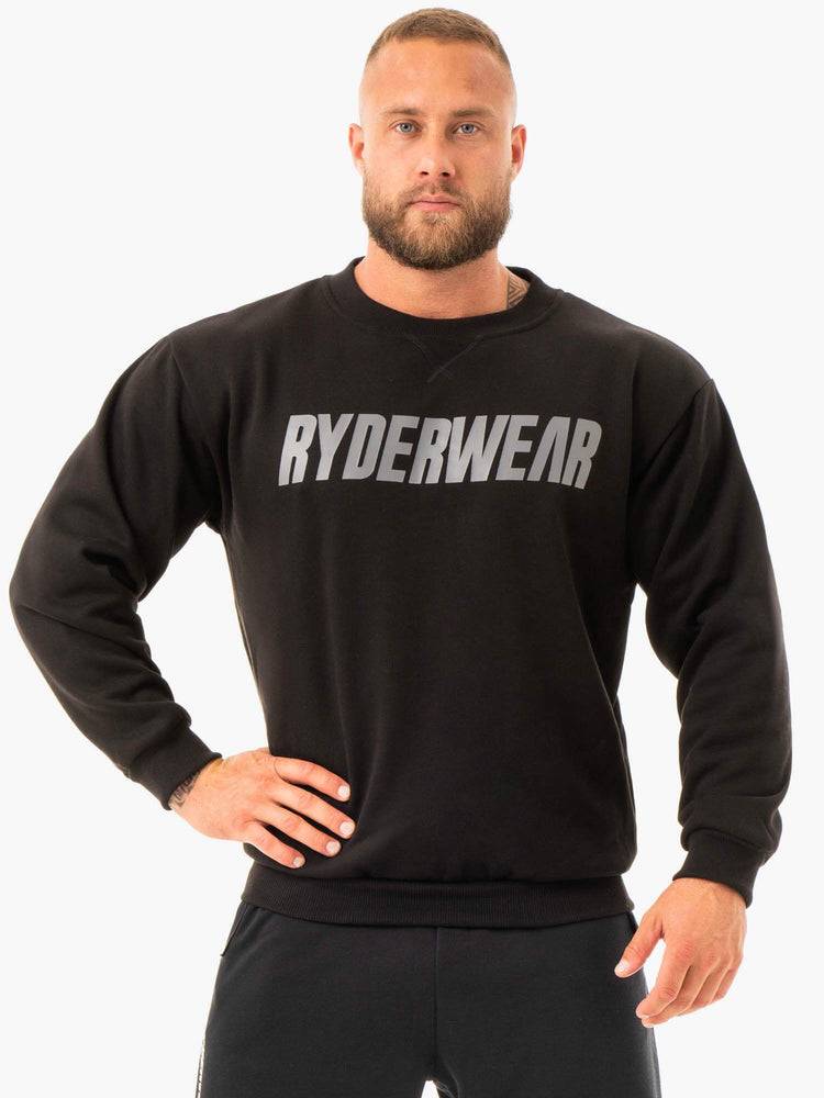 Swetry Męskie Ryderwear Men Sweaters Ease Fleece Pullover Czarne | PL2843OR