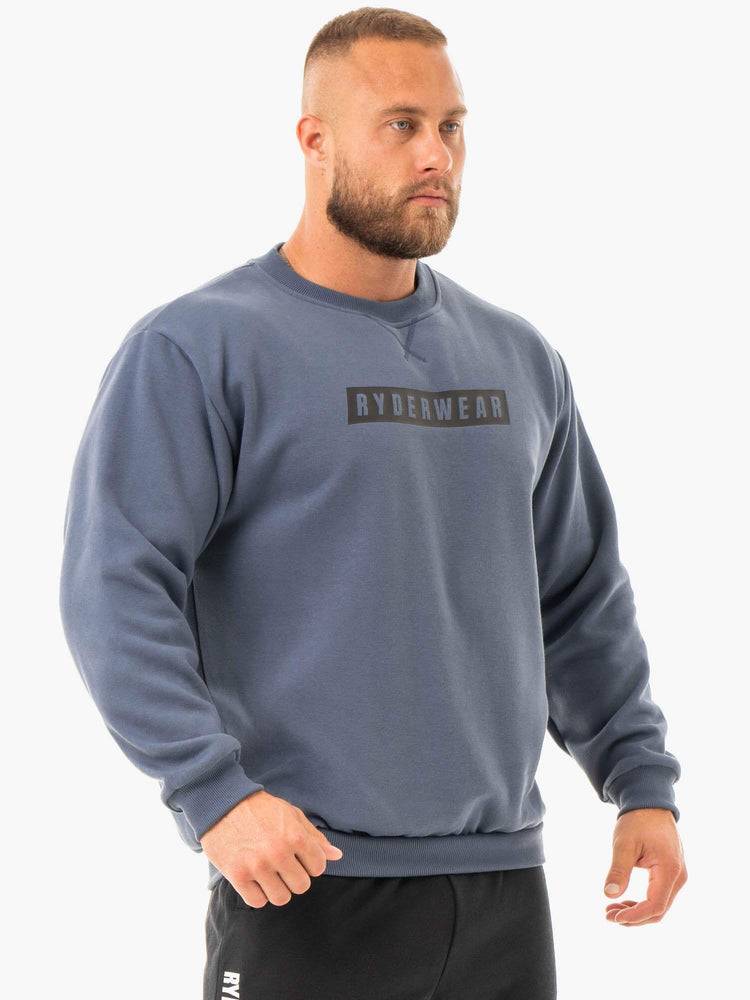 Swetry Męskie Ryderwear Men Sweaters Force Pullover Szare Niebieskie | PL2826NB