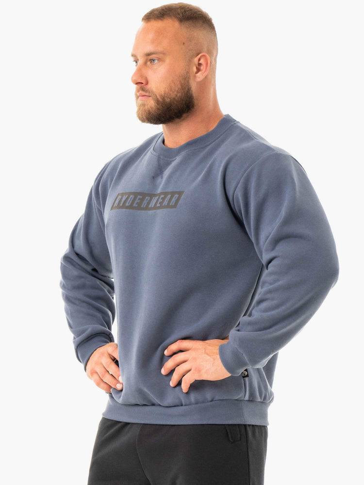 Swetry Męskie Ryderwear Men Sweaters Force Pullover Szare Niebieskie | PL2826NB