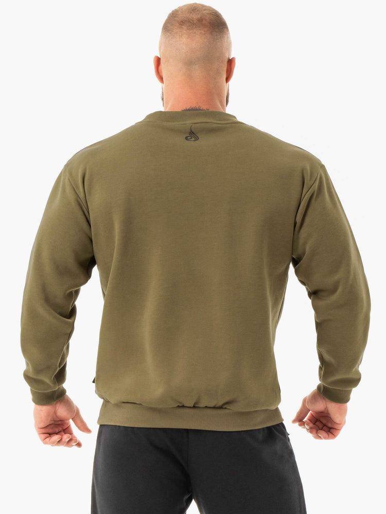 Swetry Męskie Ryderwear Men Sweaters Force Pullover Khaki | PL2831ZG