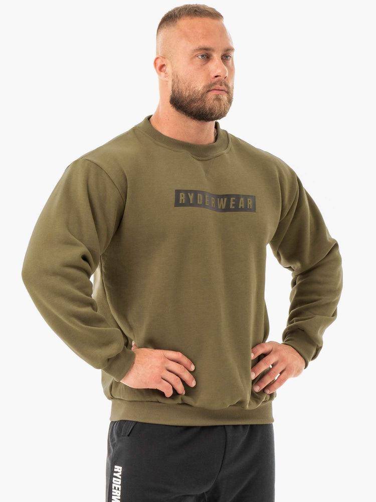 Swetry Męskie Ryderwear Men Sweaters Force Pullover Khaki | PL2831ZG