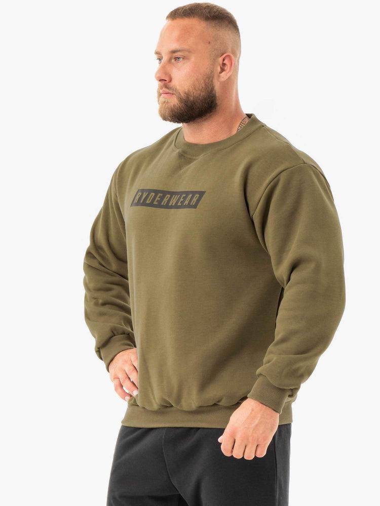 Swetry Męskie Ryderwear Men Sweaters Force Pullover Khaki | PL2831ZG