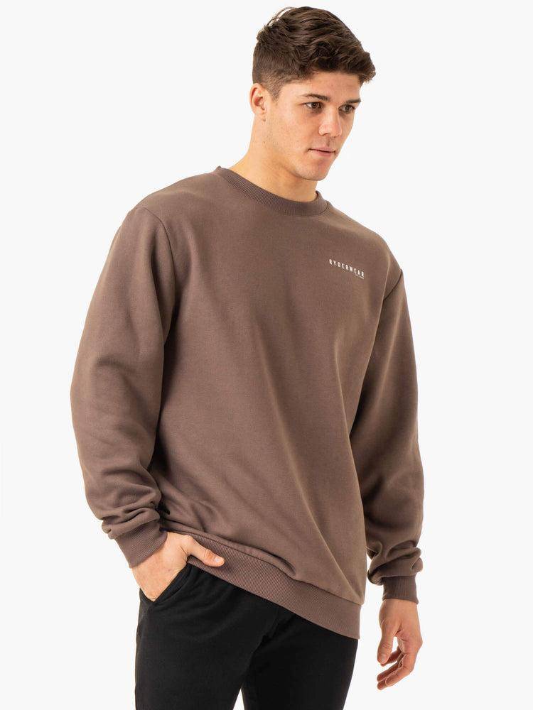 Swetry Męskie Ryderwear Men Sweaters Pursuit Pullover Szare Brązowe | PL2822EX