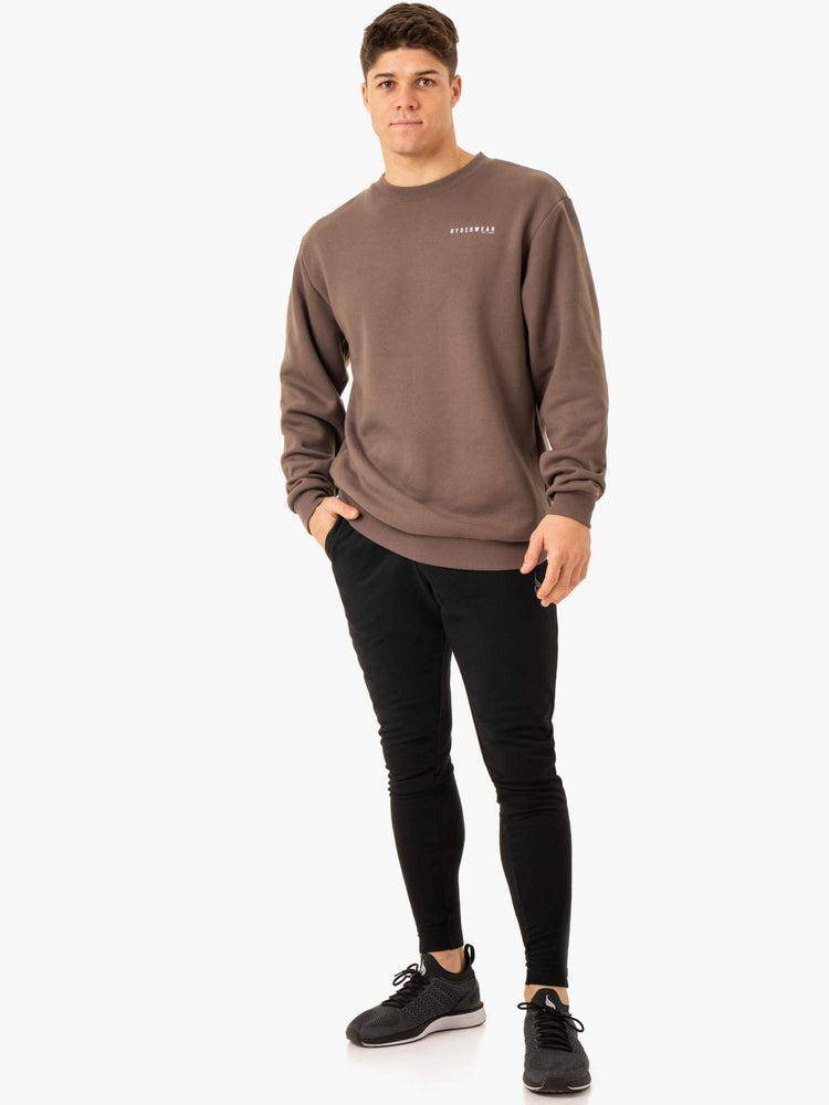 Swetry Męskie Ryderwear Men Sweaters Pursuit Pullover Szare Brązowe | PL2822EX