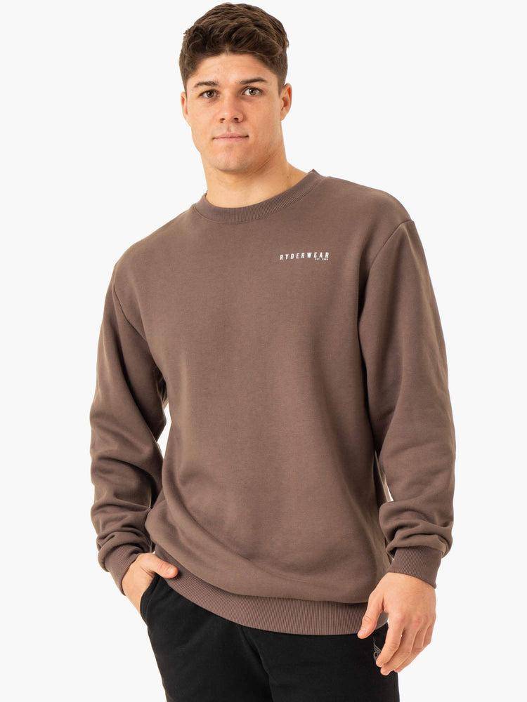 Swetry Męskie Ryderwear Men Sweaters Pursuit Pullover Szare Brązowe | PL2822EX