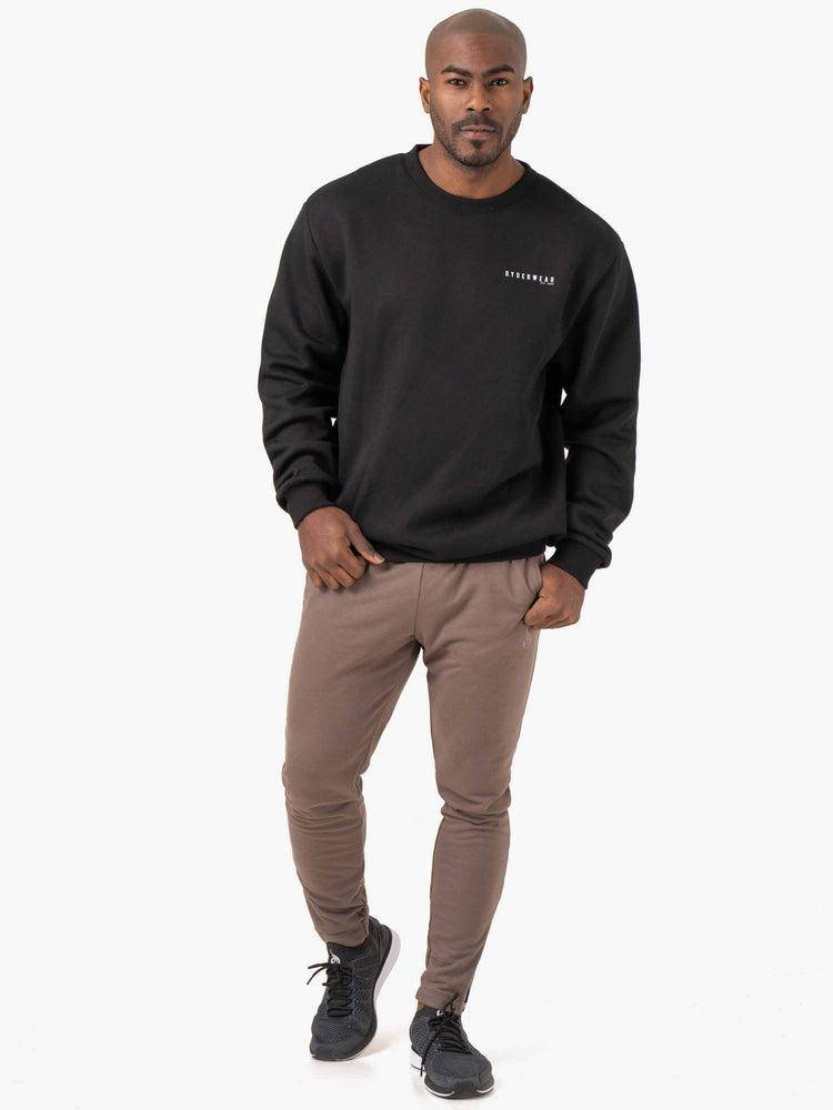 Swetry Męskie Ryderwear Men Sweaters Pursuit Pullover Czarne | PL2825MA