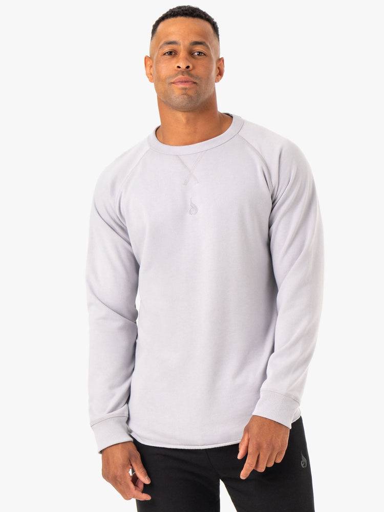 Swetry Męskie Ryderwear Men Sweaters Restore Crew Neck Białe Szare | PL2815PQ