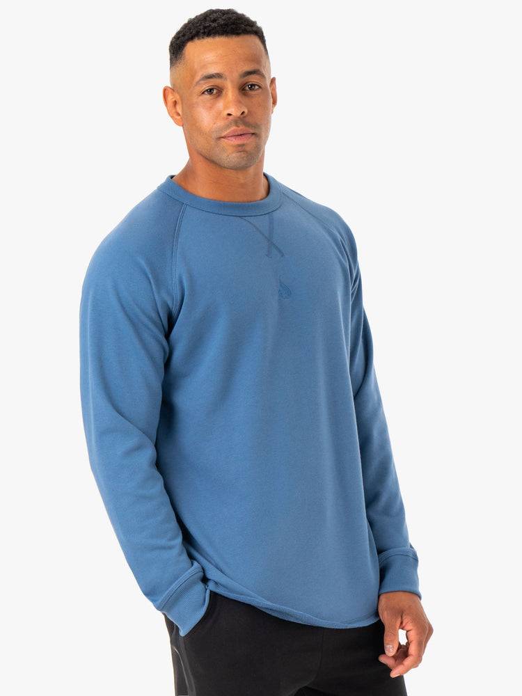 Swetry Męskie Ryderwear Men Sweaters Restore Crew Neck Niebieskie | PL2816OR