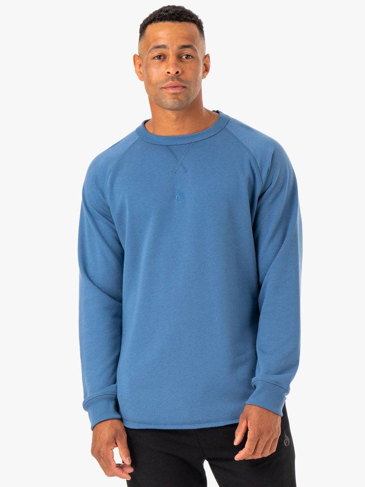 Swetry Męskie Ryderwear Men Sweaters Restore Crew Neck Niebieskie | PL2816OR