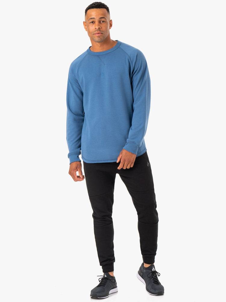 Swetry Męskie Ryderwear Men Sweaters Restore Crew Neck Niebieskie | PL2816OR