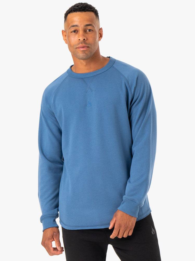 Swetry Męskie Ryderwear Men Sweaters Restore Crew Neck Niebieskie | PL2816OR