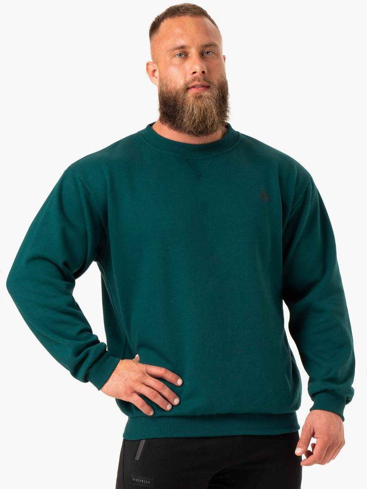 Swetry Męskie Ryderwear Men Sweaters Reset Fleece Crew Neck Turkusowe | PL2818UT