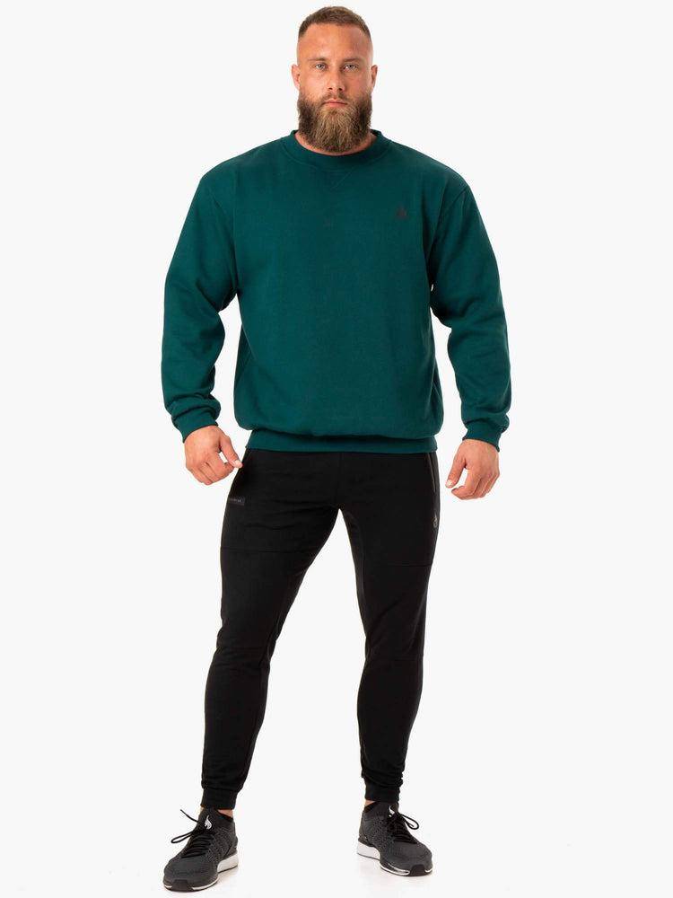 Swetry Męskie Ryderwear Men Sweaters Reset Fleece Crew Neck Turkusowe | PL2818UT