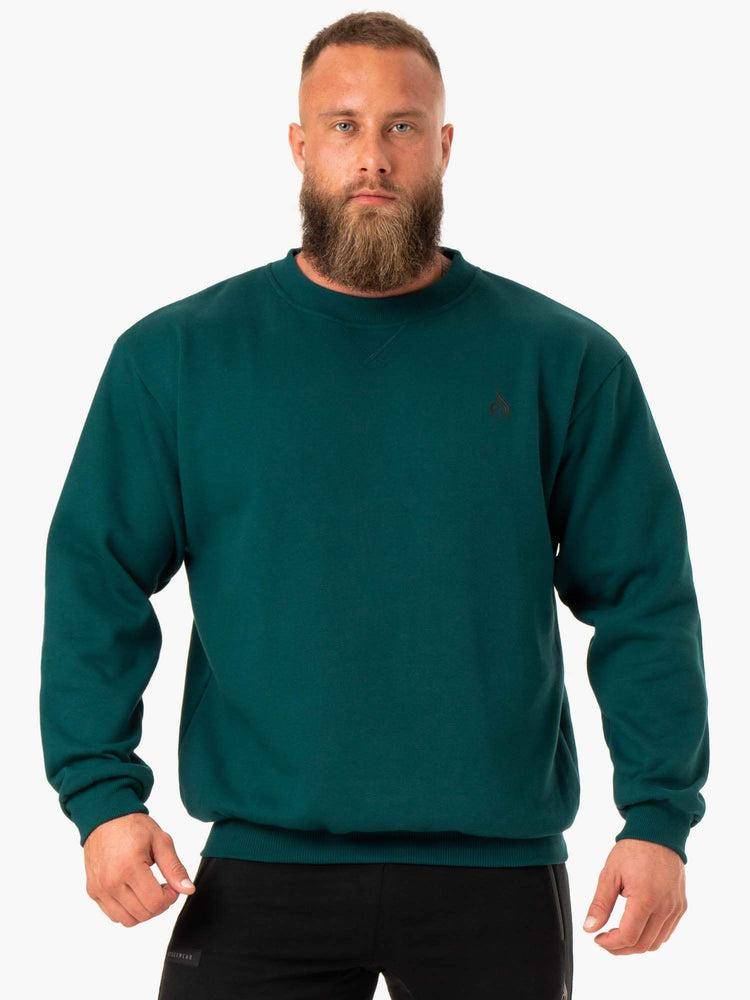 Swetry Męskie Ryderwear Men Sweaters Reset Fleece Crew Neck Turkusowe | PL2818UT