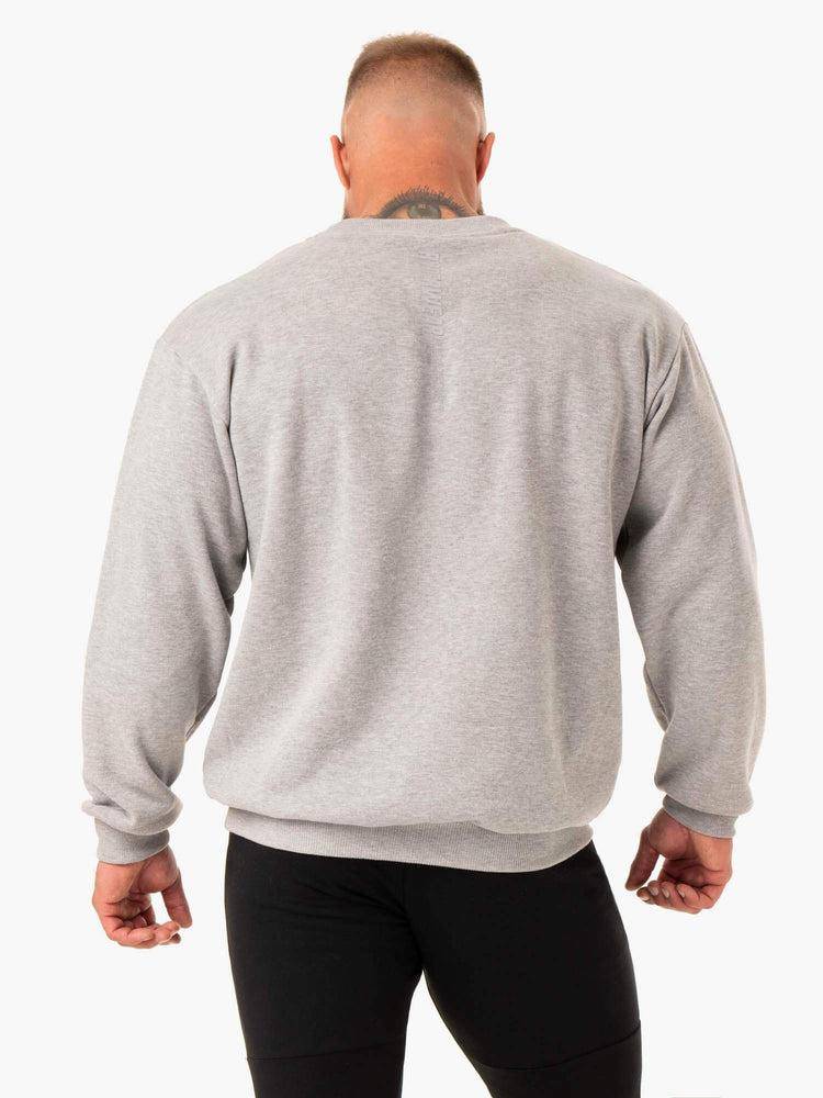 Swetry Męskie Ryderwear Men Sweaters Reset Fleece Crew Neck Szare | PL2820TV