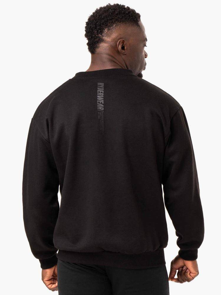 Swetry Męskie Ryderwear Men Sweaters Reset Fleece Crew Neck Czarne | PL2821RW