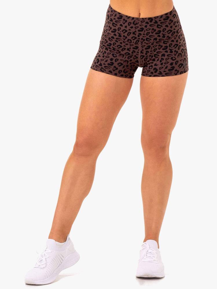 Szorty Damskie Ryderwear Women Shorts Adapt High Waisted Scrunch Czekolada Panterka | PL1968XF