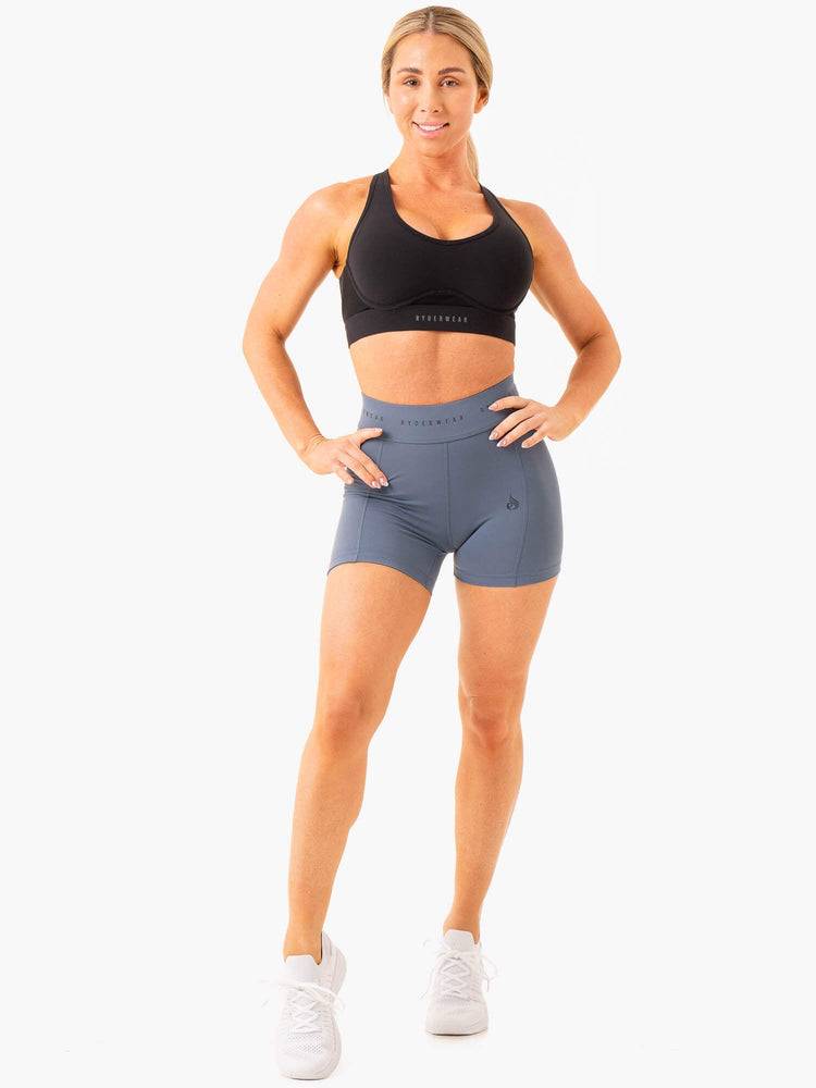 Szorty Damskie Ryderwear Women Shorts Advance Compression Szare Niebieskie | PL2044LH