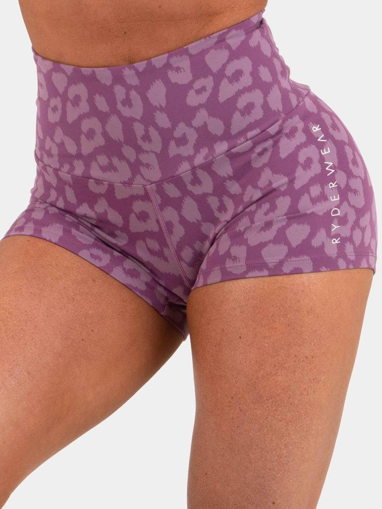 Szorty Damskie Ryderwear Women Shorts Animal Scrunch Bum Panterka Fioletowe | PL2116DN