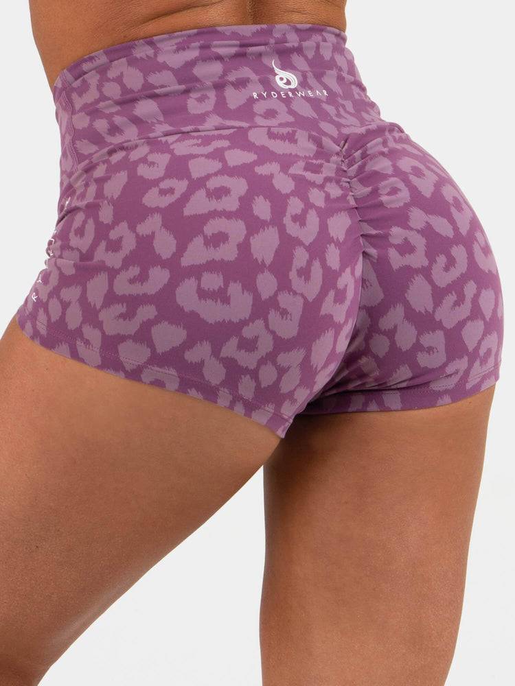 Szorty Damskie Ryderwear Women Shorts Animal Scrunch Bum Panterka Fioletowe | PL2116DN